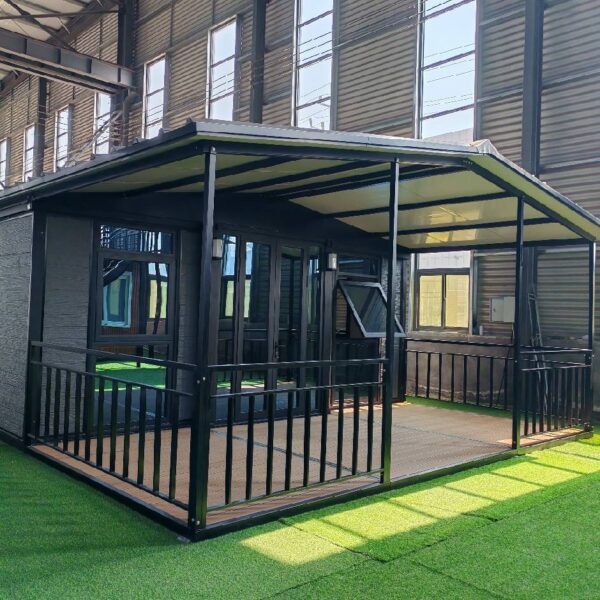 A 40-foot folding double-wing house with a pavilion