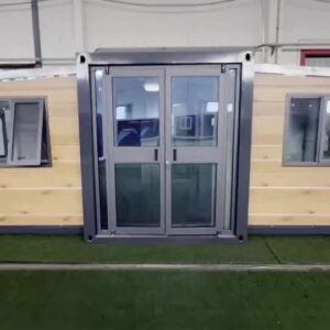 Double-wing folding house with wood-grain carved panels