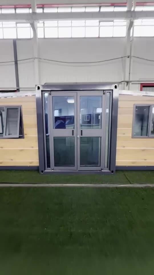 Double-wing folding house with wood-grain carved panels