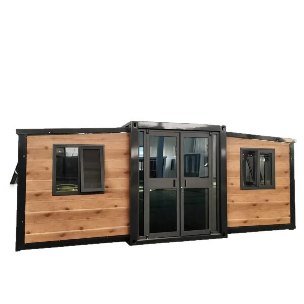 Double-wing folding house with wood-grain carved panels
